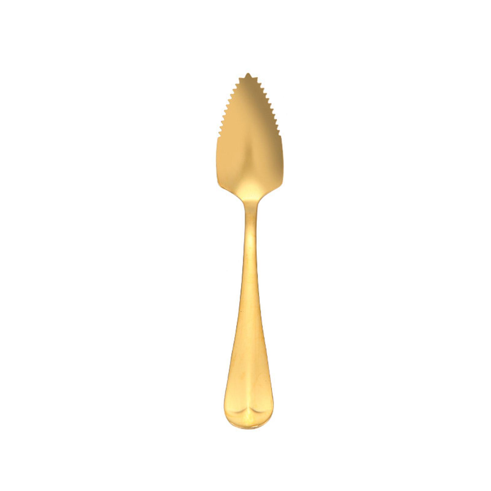 Stainless Steel Grapefruit Spoon Toothed Spoons Carted Edge Fruit Coffee Stirring Spoons Kitchen Ice Cream Dessert Spoon золотой