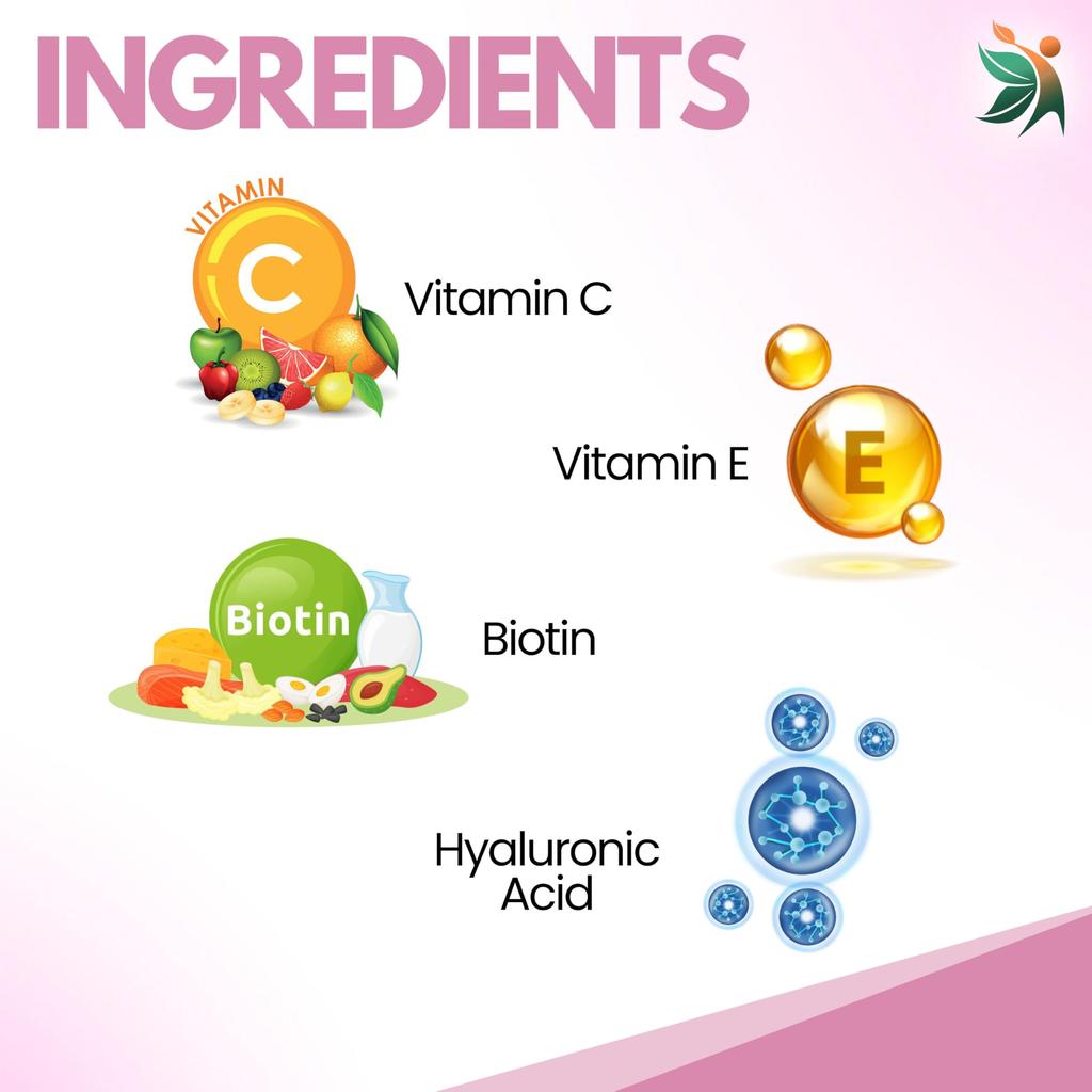 Vedapulse Hair, Skin & Nails Supplement | Biotin, Collagen, Vitamin C & E | 90 Veg Capsules