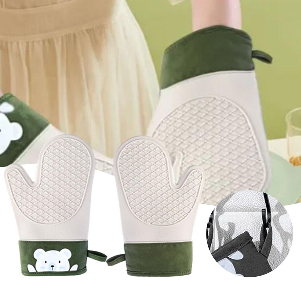 Silikon-Ofenhandschuhe, dicke Isolierung, rutschfeste Handschuhe, Mikrowellen-Verbrühschutz, Grill-Ofenhandschuhe, Topflappen, Küchen-Backwerkzeug