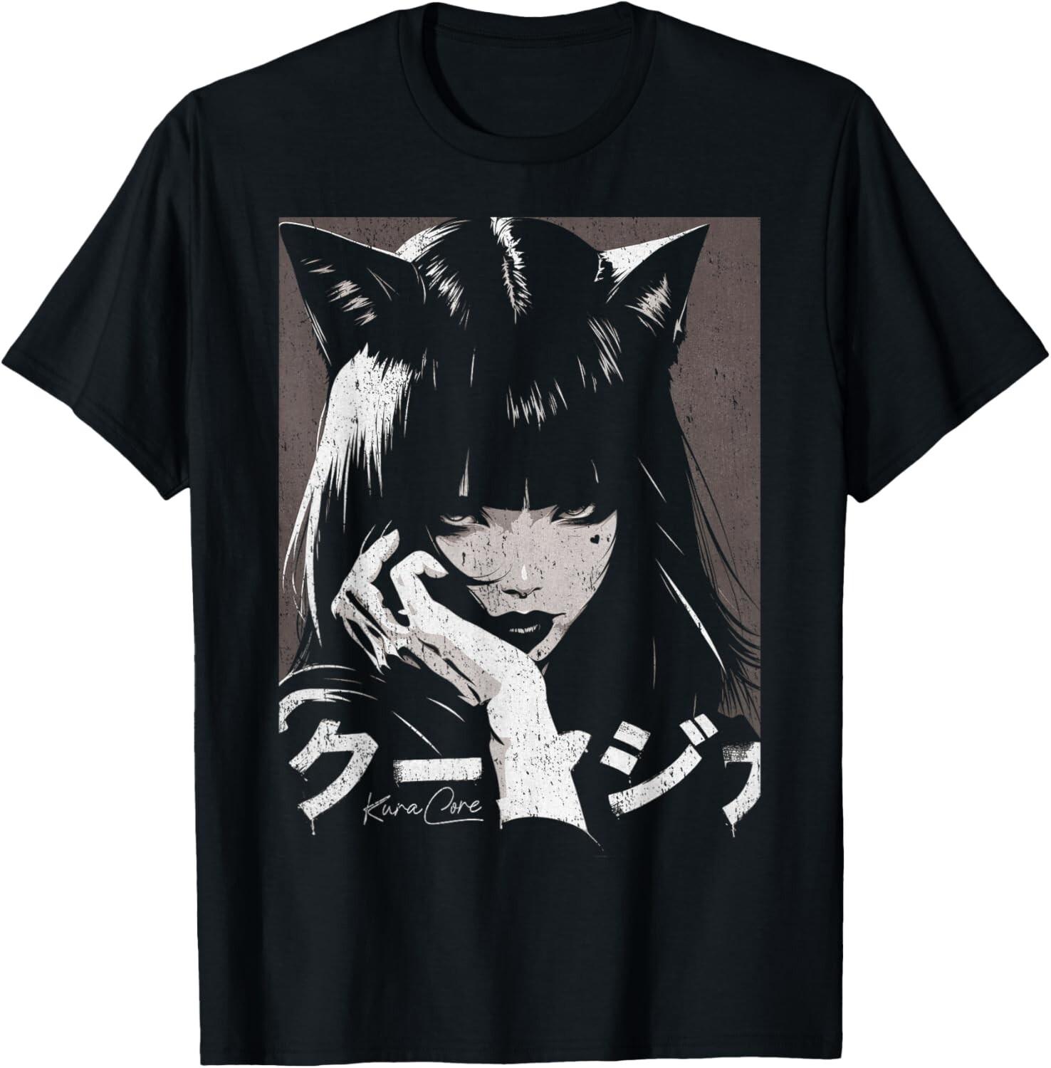 Japanese Streetwear Cyberpunk Techwear Neko Manga Anime T-Shirt XL