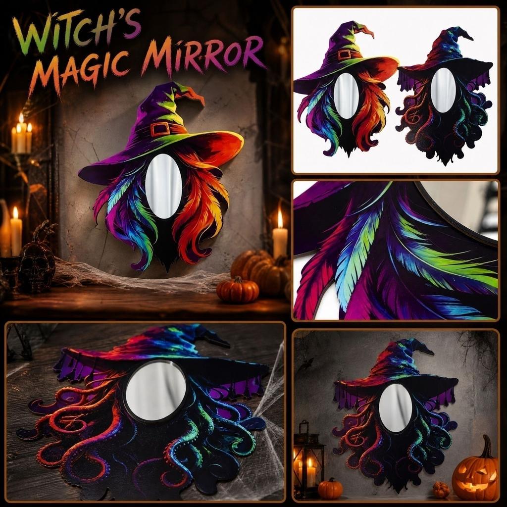 Wooden 2D Mirror Halloween Decoration for Party and Home Decor