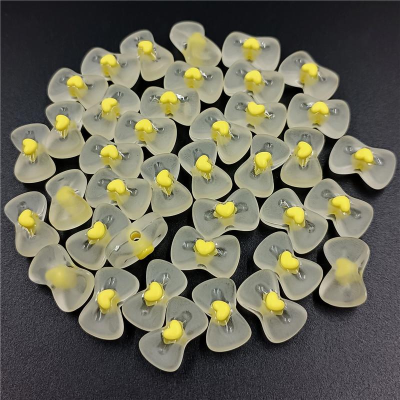 Handmade Transparent Frosted Loose Cute Heart Spacer Acrylic Beads Cartoon for Jewelry Making Bow Shape Bracelets Accessories  Beads