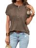 Twist Button Design Women Solid Color Short Sleeve Top European American Summer Fashion