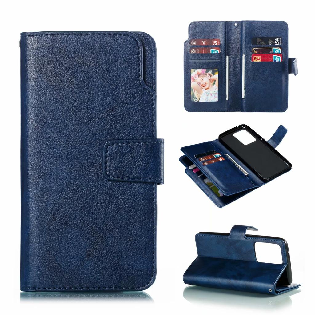 Applicable To Samsung S26 Leather Case A57 Lychee Pattern Nine Card Insert Wallet Bracket Protective Case S24FE Multi-functional Case