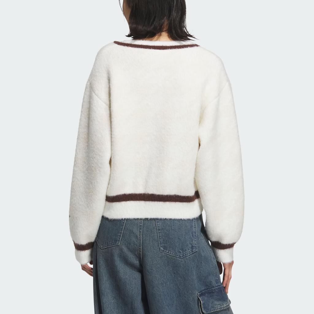 adidas Originals Houndstooth Sweatshirt V-Neck Knit Women Tops KC2687