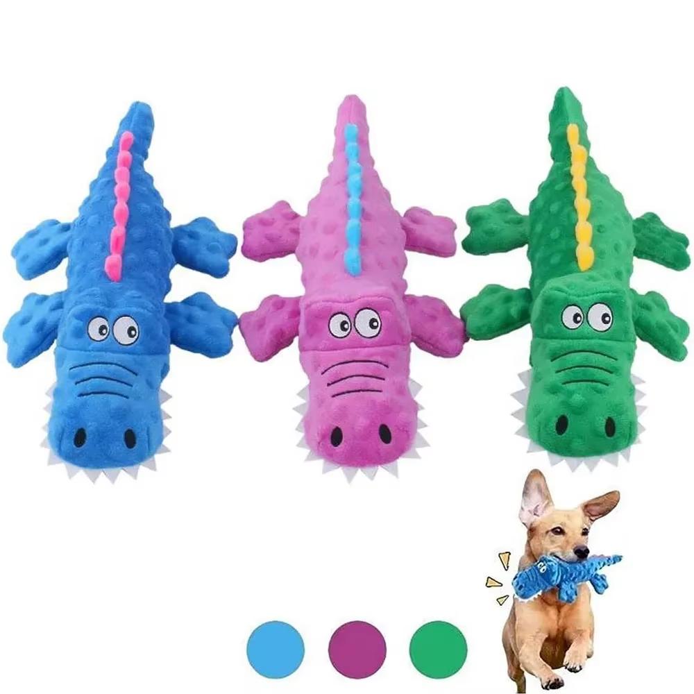 2026 Pet Plush Toy Dog Sound Crocodile Animal Shape Toy Interactive Dog Teeth Clean Chew Toy Pet Supplies for Small Meduim Large Dog