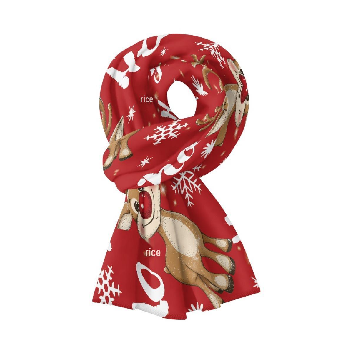 

Personalized Christmas Element Fleece-Lined Warm Scarf 70cm