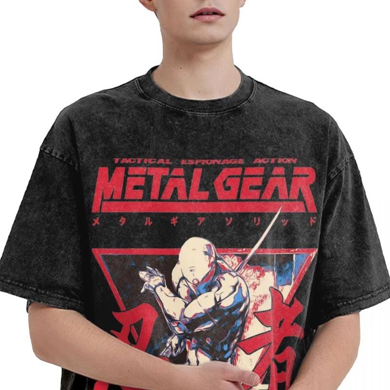 Man T Shirt Metal Gear Solid 3 Snake Eater Washed T Shirts Game Summer Tee Shirt Vintage Loose Casual Tops Birthday Gift