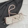 Pleated French Stick Handbag Plaid Cloth Underarm Bags Fashion Bow Shoulder Bag  Daily