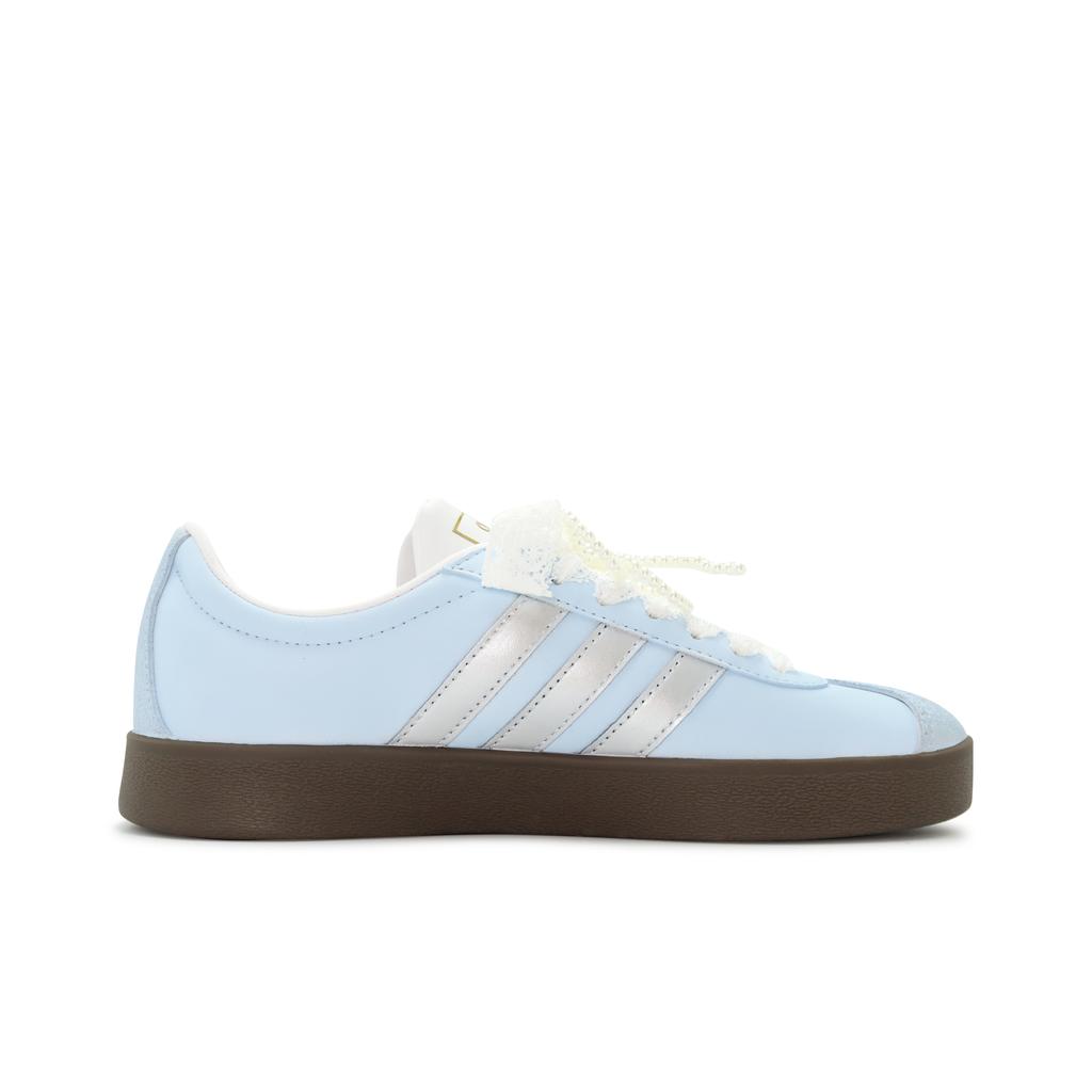 Adidas VL COURT 2.0 Slip Resistant Low top Skateboard Shoes Unisex Light Blue Silver ID6015(Team186-S-BOX)