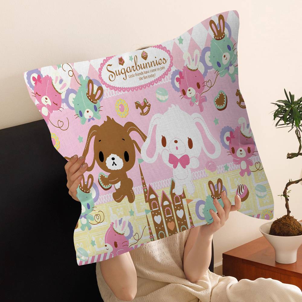 S-Sugarbunnies Office Cushion Pillowcase Car Cushion Cover45X45CM Lumbar Pillowcase Sofa Pillowcover