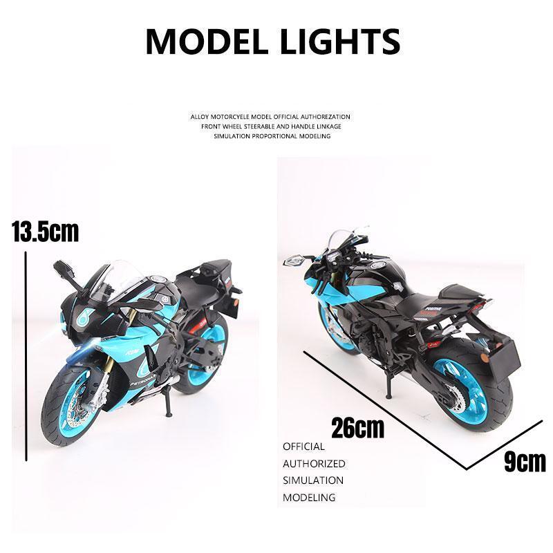1/9 Scale Yamaha YZF-R1M Racing Toy Motorcycle for Children Diecast Metal Large Size Model Super Racing Collection Gift for Boy