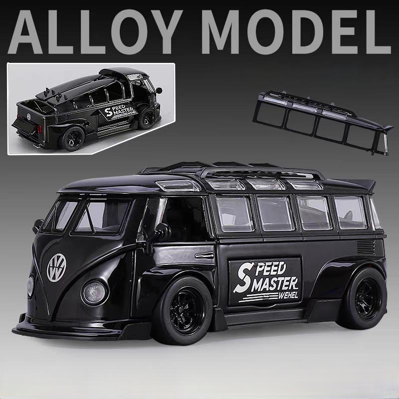 DDM Volkswagen T1 Transporter Bus Modified Simulation Diecast & Toy Vehicles Sounds & Light Pull Back Car 1:32 Alloy Model
