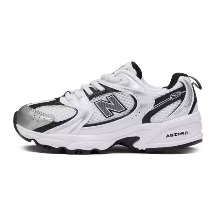 New Balance Comfortable Durable Low Top Casual Shoes Kids sneaker White Black PZ530LB-1