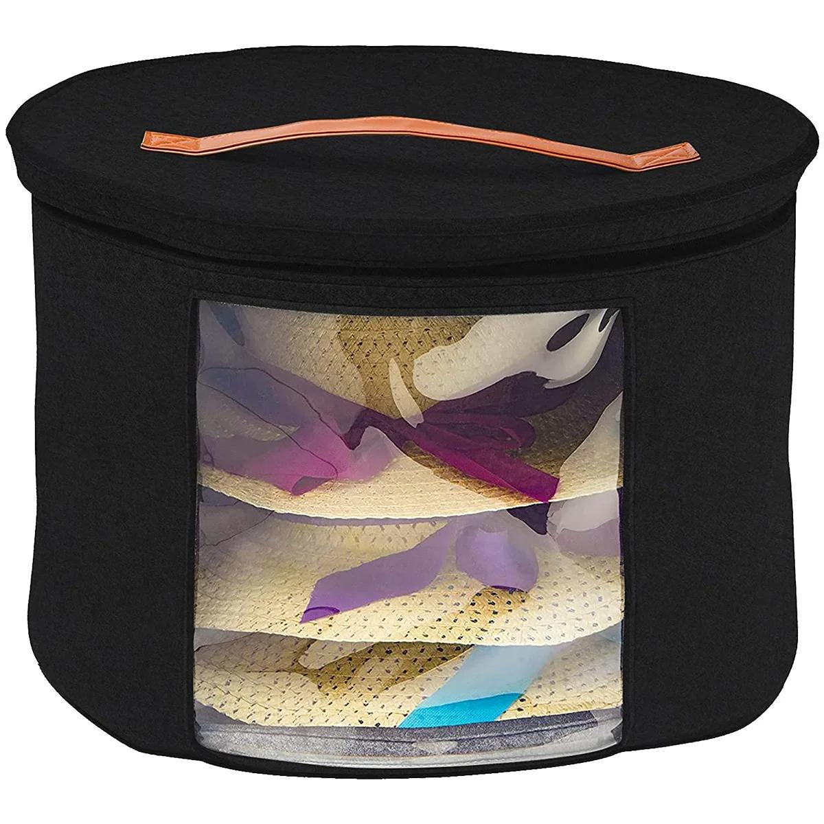 Hat Storage Box Foldable Pop Up Clothes Scarf Children s Toys Dustproof Organizer Case Portable Adjustable Shoulder Strap 7590₽