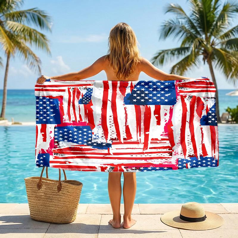 American Flag Fashion Beach Towel: Ideal for Summer Adventures Soft, absorbent and quick drying suitable for swimming and bathing