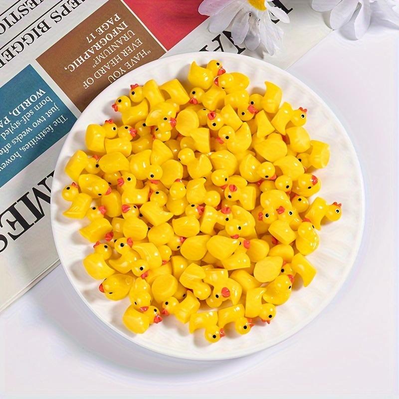 50pcs Yellow Mini Duck Resin Duck Statues Miniature Landscape Garden Aquarium Potted Plant Accessories Home Dollhouse Decoration