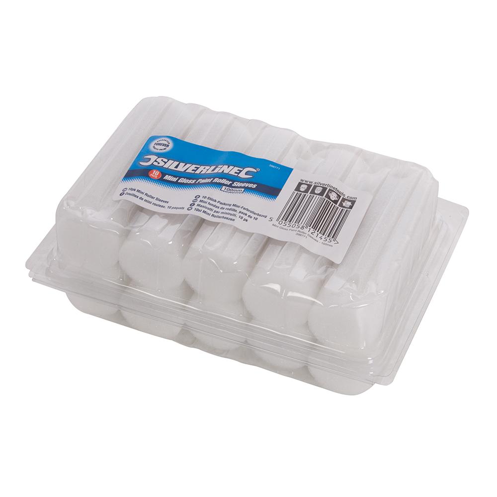 Silverline Gloss Mini Paint Roller Sleeve (Pack of 10)