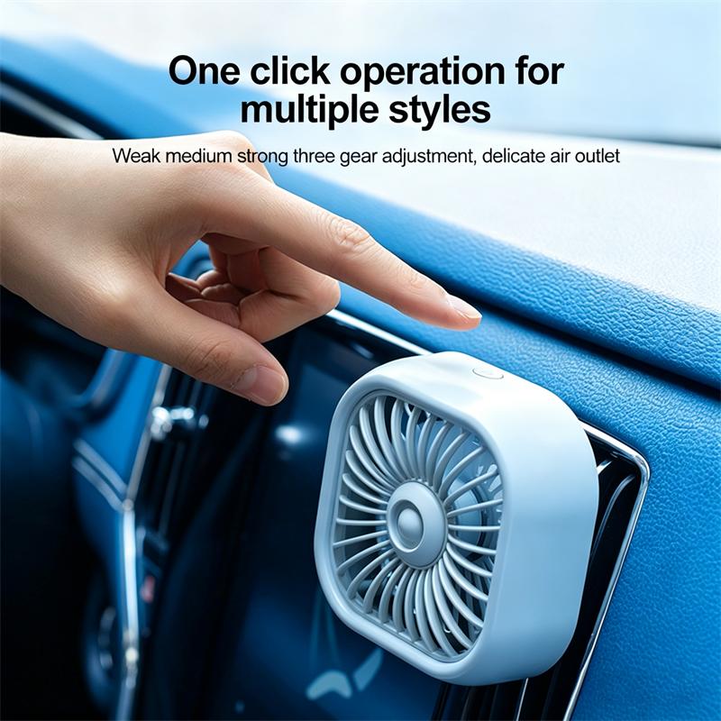 Mini Car Fan Usb Charging Car Air Outlet Electric Fan Multifunctional Led Light Seven-Blade Turbo Fan Car Electronic Supplie