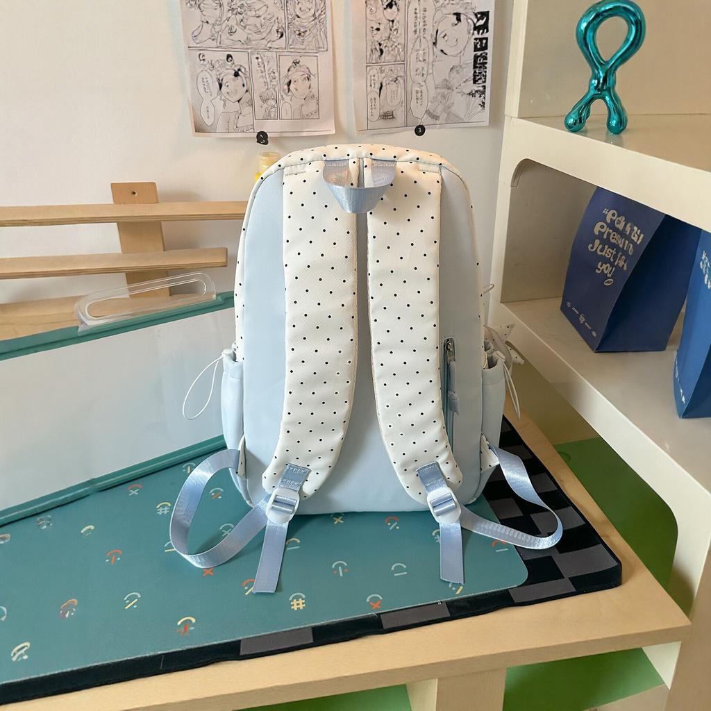 Schoolbag Japanese Polka Dot Backpack Female Student Schoolbag Cute Girl Style Junior High School Large Capacity Casual Backpack Light Pass
