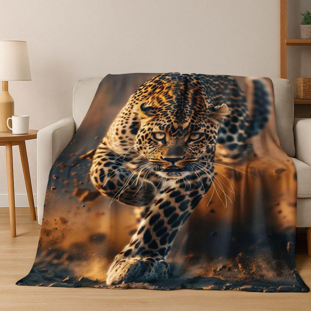 26 Style Wild Animal Leopard Cheetah Beast Cartoon Flannel Blanket,Cozy Soft Throw Blanket for Home Bedroom Bed Sofa Cover Kids