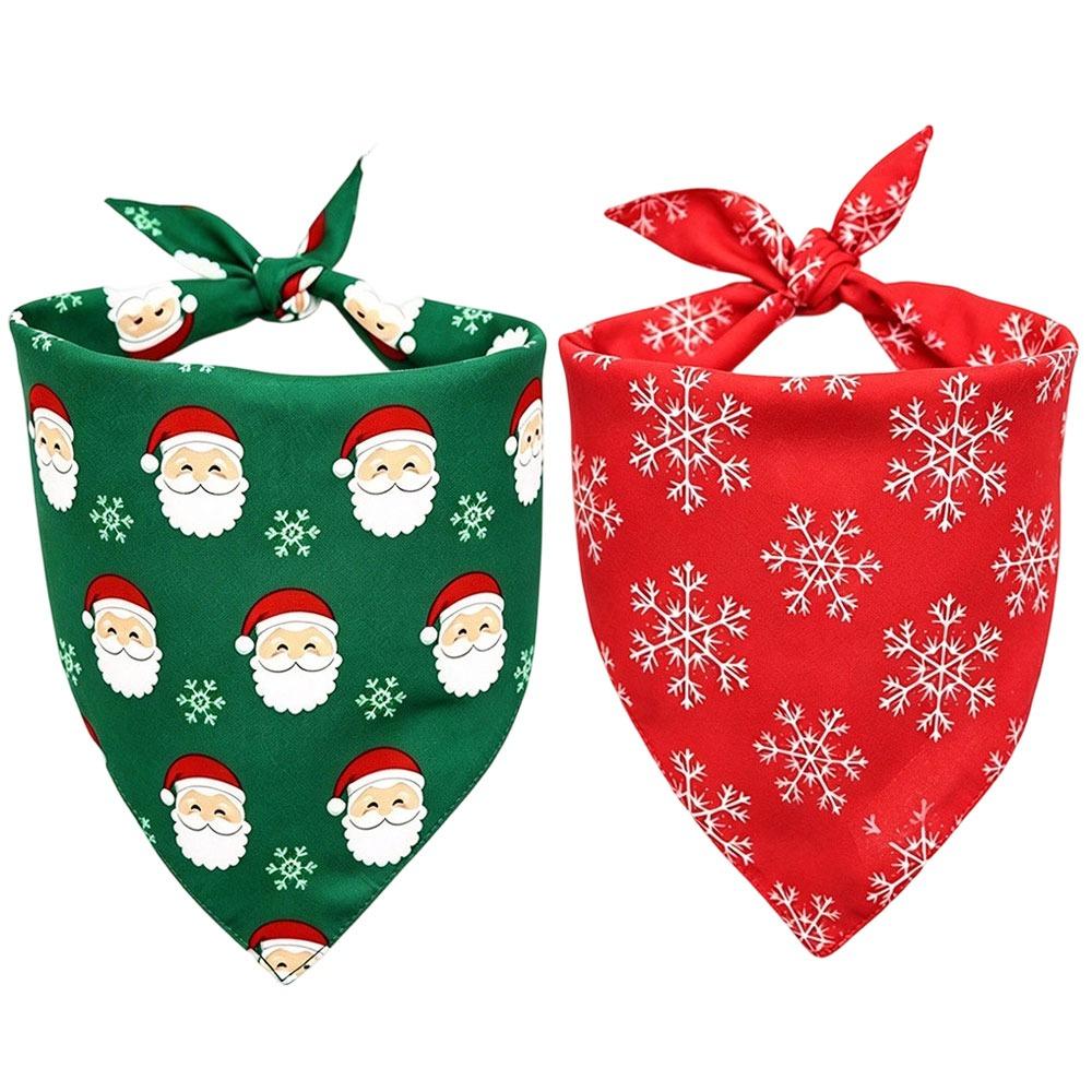 2pcs Christmas Theme Pet Neck Scarf Adjustable Santa Elf Bandana New Dog Bandanas For Cats Dogs
