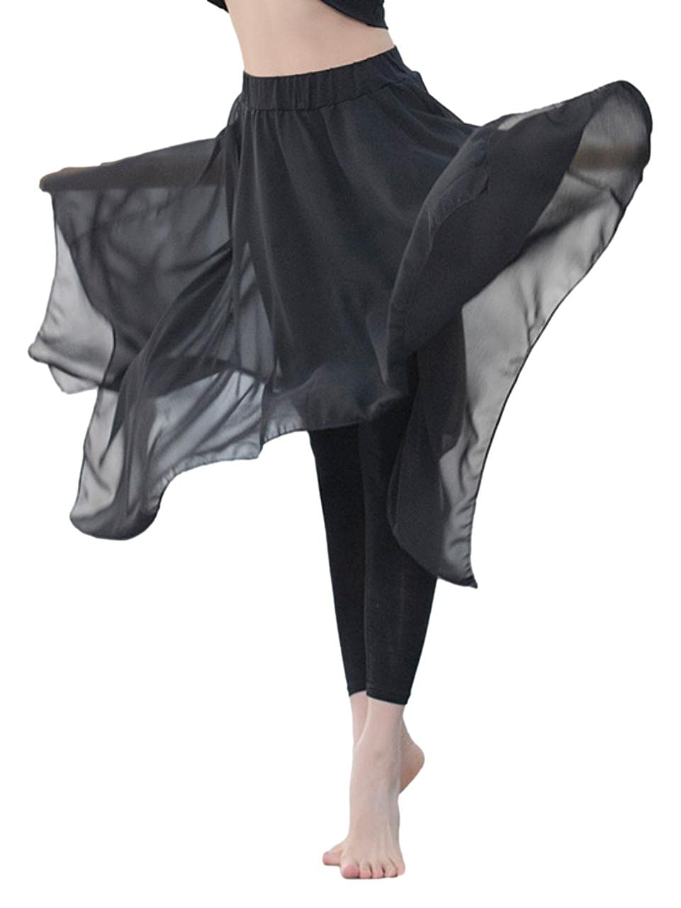 

Bubu Ohana Шифоновые брюки для сальсы и танцевальный костюм для танца живота, йоги, сцены и группового танца, женская юбка, леггинсы, гетры, всесезонный танец, чёрный