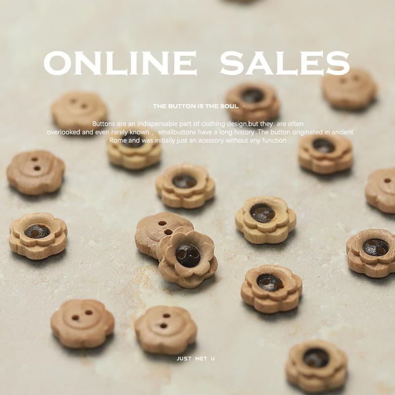 Wooden Plum Blossom Children'S Button Shirt Knitted Cardigan Top Sleeve Collar Button Wood Decorative Button