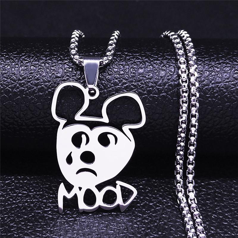 Sad for Love Creative Rabbit Stainless Steel Statement Necklace for Men Women Charm Jewelry