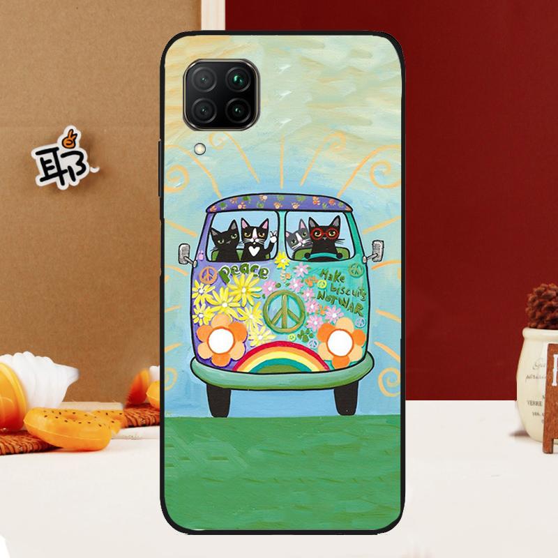 

Hippy Peace Bus Cat For Huawei Nova 12i 3i 7i 8i 11i 9 10 SE Y60 Y61 Y70 Y72 Y73 Y90 Y91 P20 P30 P40 Lite Case Huawei Nova 8i