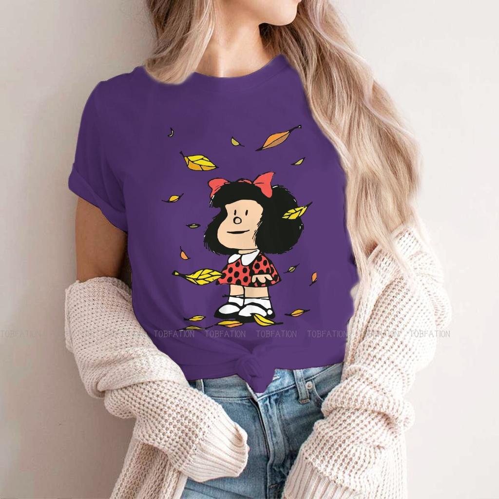 Autumn Leaves Quino Comic Argentino 4xl Tshirt Mafalda Cartoon Style Tops Casual T Shirt Female Tee Unique