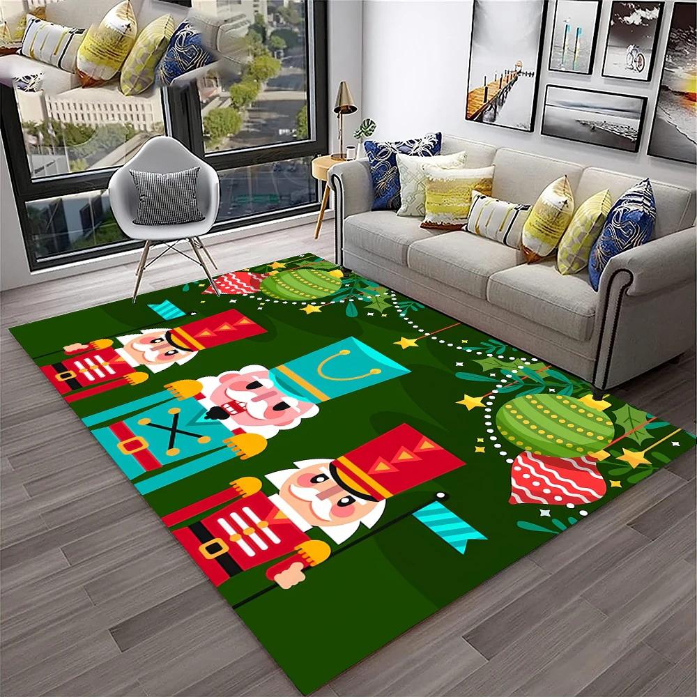Nutcracker Christmas Tree Cartoon Fairy Tales Carpet Rug for Home Living Room Bedroom Sofa Doormat Decor,kids Non-slip Floor Mat