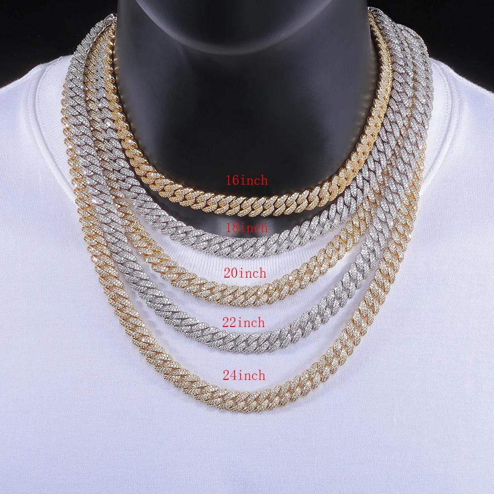 10mm Hip Hop Zircon Cubique CZ Iced Out Bulles Chaîne Maillon Cubain Collier Pour Femmes Bijoux Cadeau d'Anniversaire