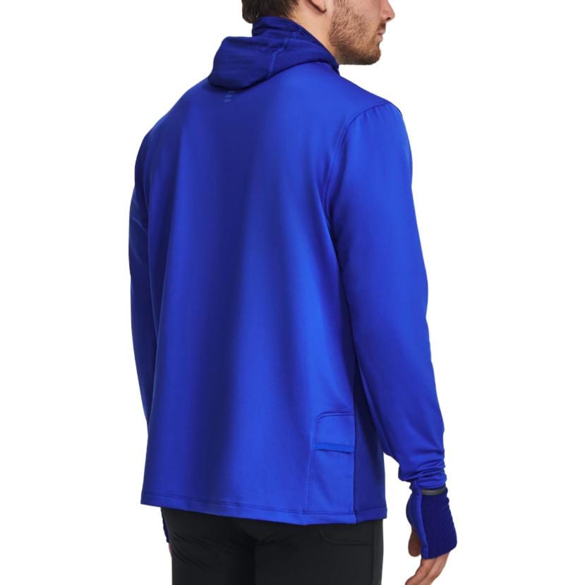Under Armour Qualifier T Shirts Men's Blue Hooded Moderate Straight Fit 1379306-400