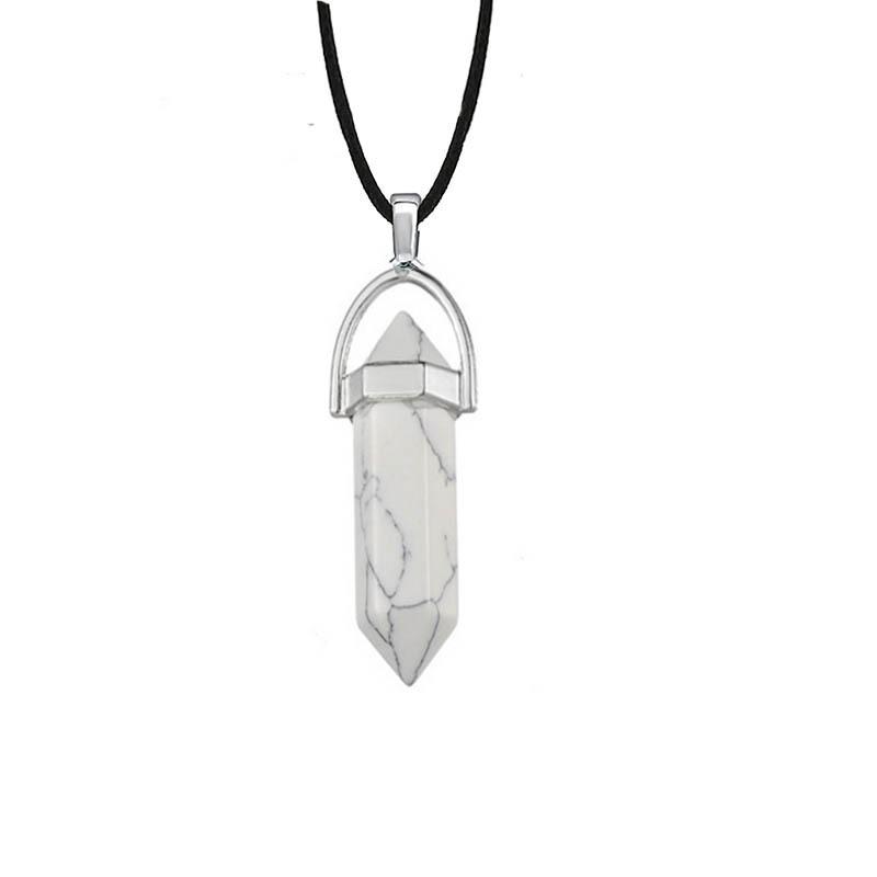1Pc Hexagon Pillar Stone Necklace Bullet Pendant Choker Necklace Fashion Jewelry Gift