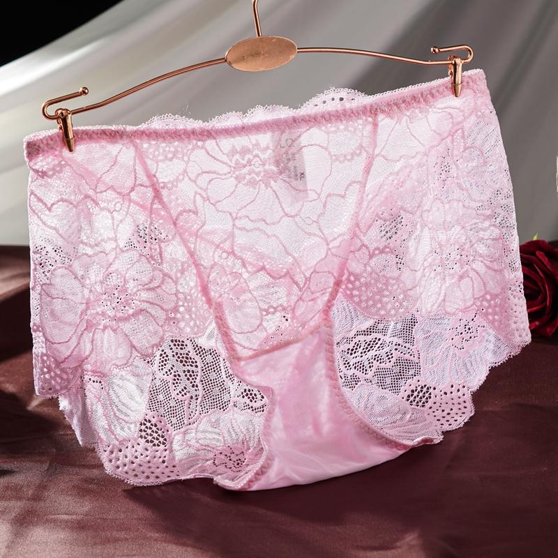 L-2XL Damen High Waist Sexy Spitzen-Slips Hollow Weiche Unterwäsche Atmungsaktiv Übergröße Damen Lingerie