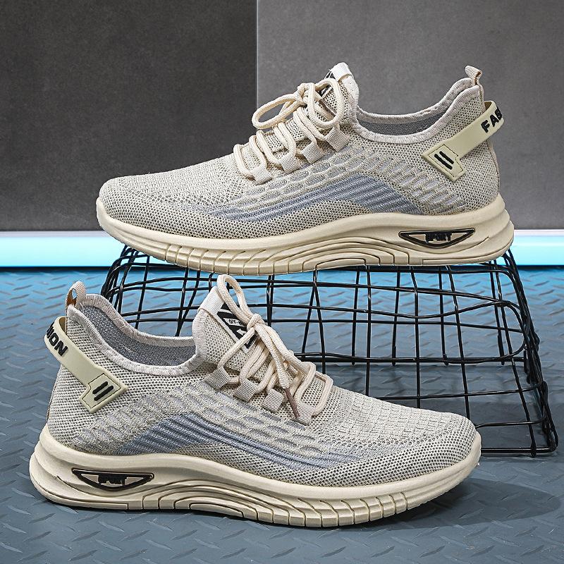 

Чоловіче взуття літнє тонке 2025 нові продукти універсальні сітчасті кросівки дихаючі спортивні повсякденні кросівки з літаючого тканого сітчастого матеріалу ліниве взуття 44 хакі