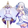 Rezero Kara Hajimeru Isekai Seikatsu Emilia Elf Cosplay Costume Complete Set