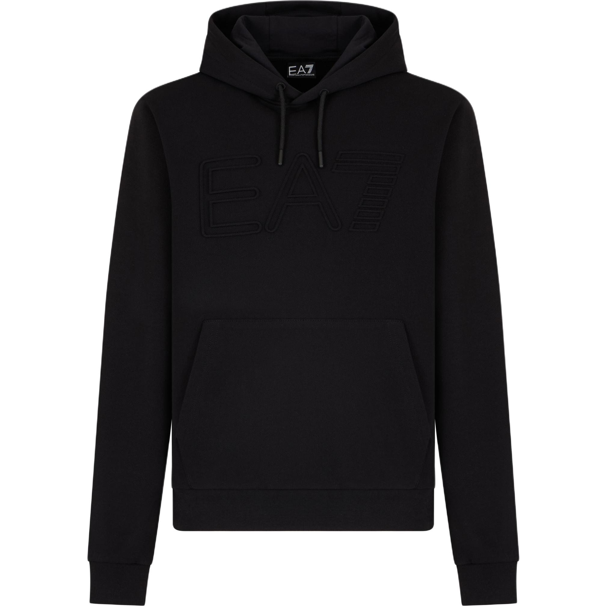 Emporio Armani Ea7 Solid Color Hooded Pullover Long Sleeve Sweatshirt Men sweatshirt Black 7M000152-AF10432-UC001 S