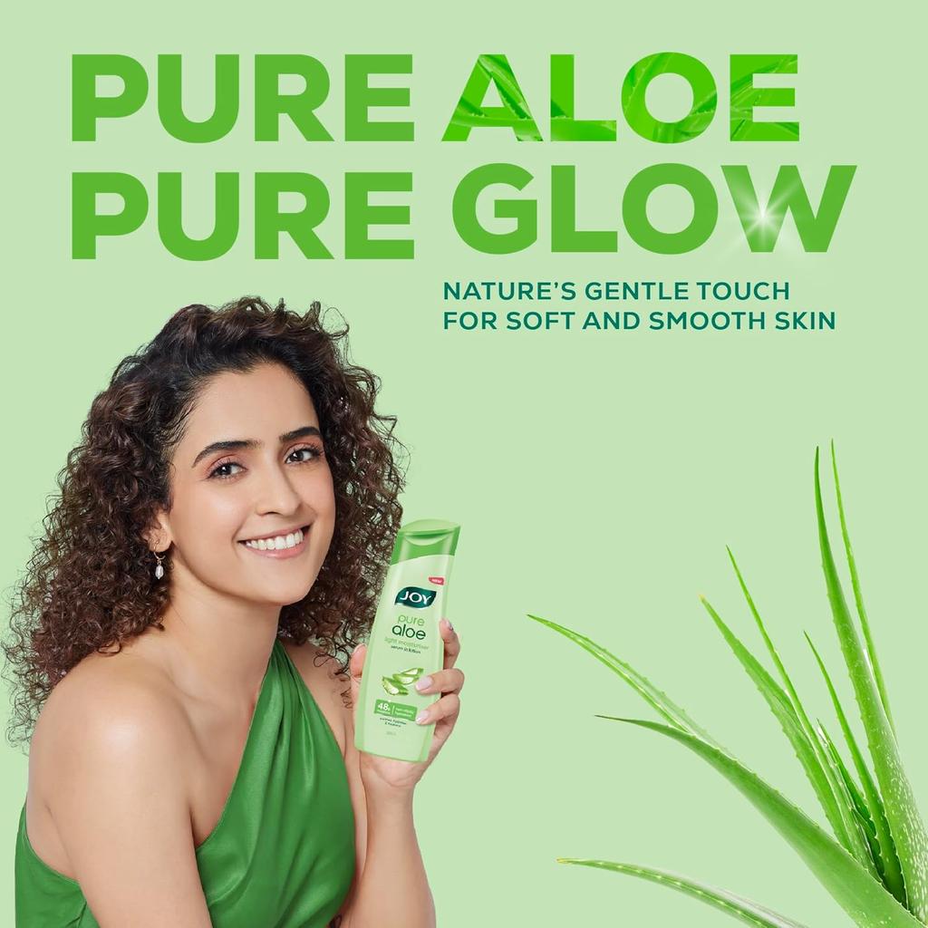 Joy Pure Aloe Light Moisturising Body Lotion 300ml Pack of 1 | 48 Hour Hydration for Smooth, Fresh, Non-Greasy Skin