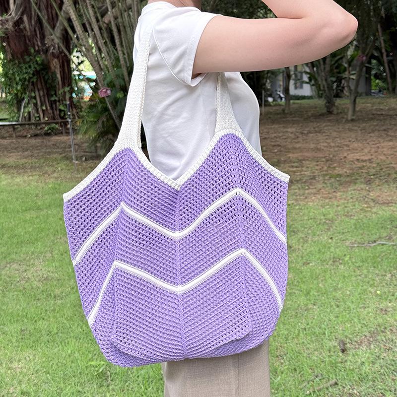 Casual large-capacity knitted bag women's new popular versatile shoulder bag fashion tote woven bag