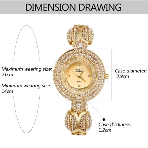 Women's Sparkling Gold Watch with 3ATM Water Resistance: Diamonds, Analog Display, Cute and Stylish Alloy Strap, Casual and Business Fashion Watch - P