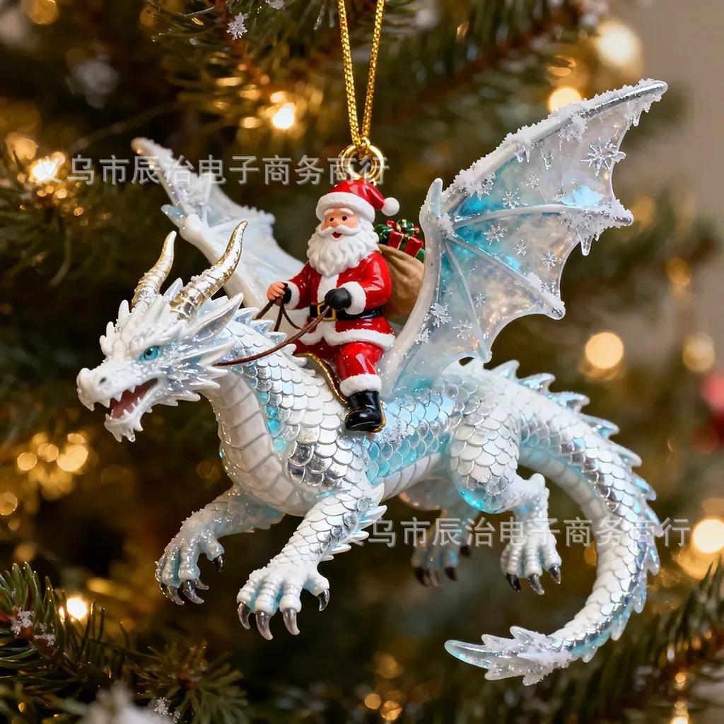 

New resin three-dimensional statue Santa Claus riding a dragon day giving gifts festive atmosphere pendant decoration