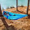 Outdoor Hammock Patchwork Color Anti-Rollover Wide Design Moisture-Proof Pad Outdoor Sleeping Hammock Color-Blocking Resting Equipment