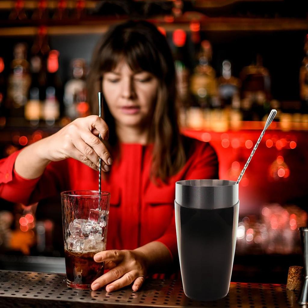 2Pcs Cocktail Spoon Long Handle Bar Spoon - 12" Metal Spoons Drink Mixers for Cocktails Stainless Steel Spoons Stirring Spoons for Coffee Bar