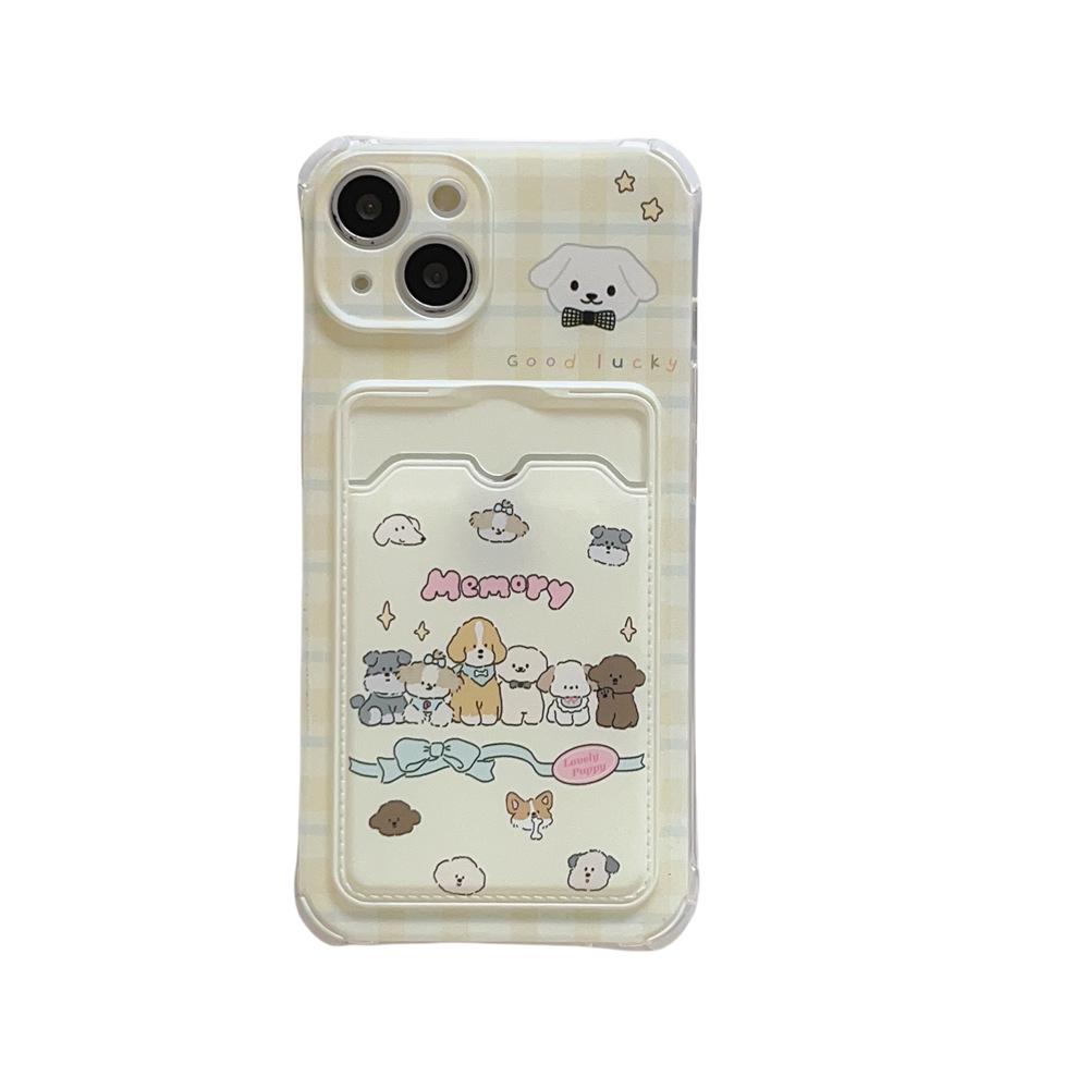 iPhone 14 Pro Cute Cartoon Dog Case with Card Holder for 12/11/13 Pro Max