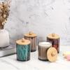 4 Packs Holder Dispenser With Bamboo Lid - 10-Ounce Bathroom Storage Containers for Cotton Balls Cotton Swab Bath Salts Vanity C
