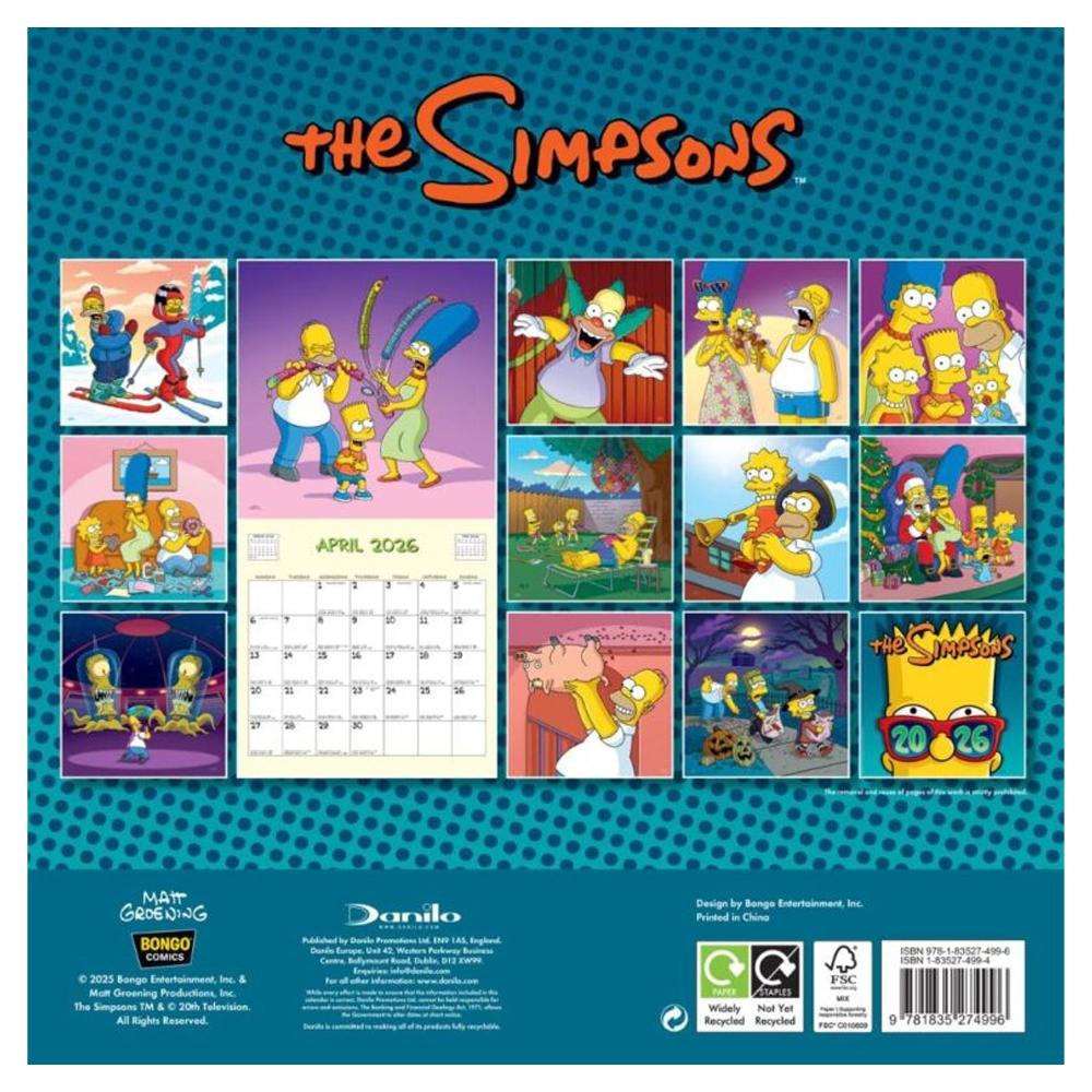 The Simpsons 2026 Square Wall Calendar