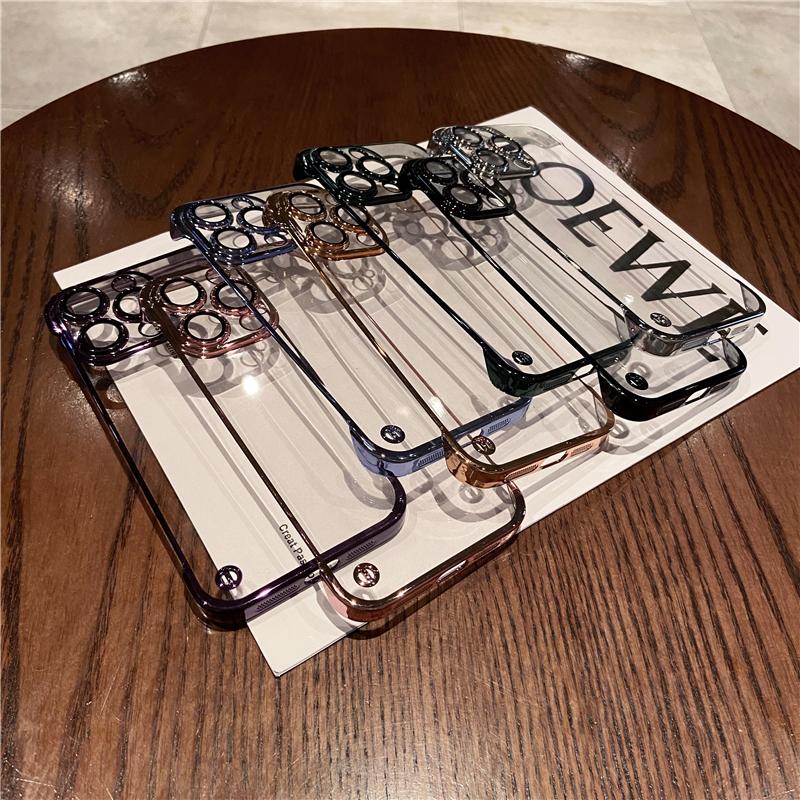 UltraThin Frameless Plated Soft Clear Phone Case For iPhone 15 14 13 12 Pro Max 14ProMax 15 14 Plus Slim Transparent Cover