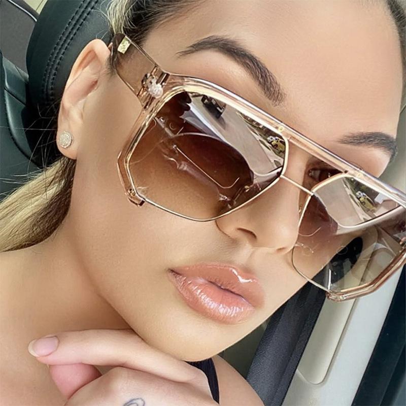 2025 New Trending Large Frame Fashion Sunglasses Travel Double Bridge Sun Glasses Half Frames Shades Wholesale